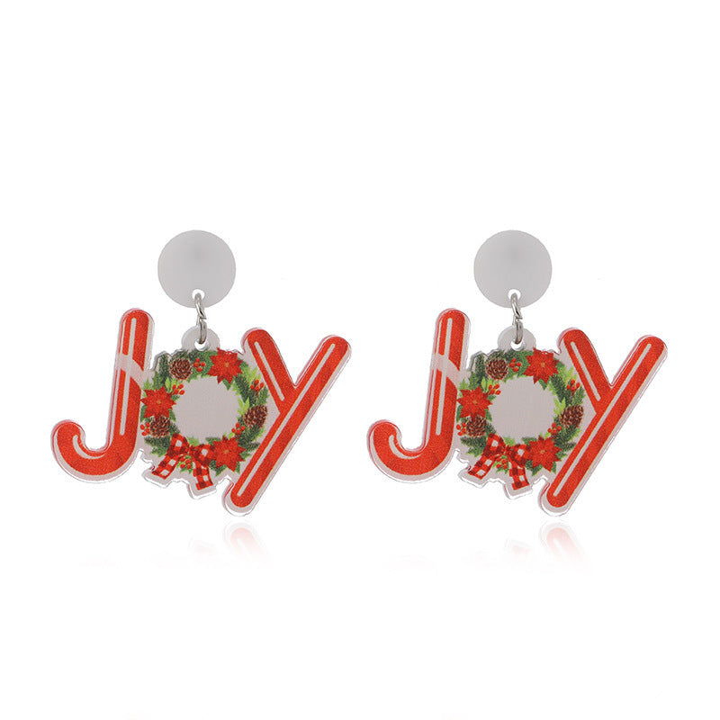 Wholesale Acrylic earrings with Santa hat  elk and dinosaur prints